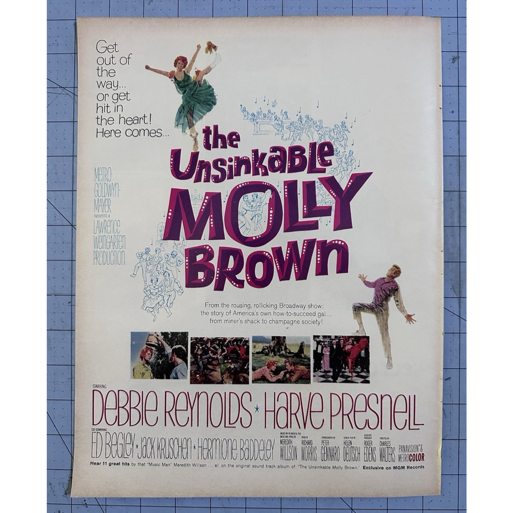1964 VTG Original Magazine MOVIE Ad THE UNSINKABLE MOLLY BROWN Debbie Reynolds